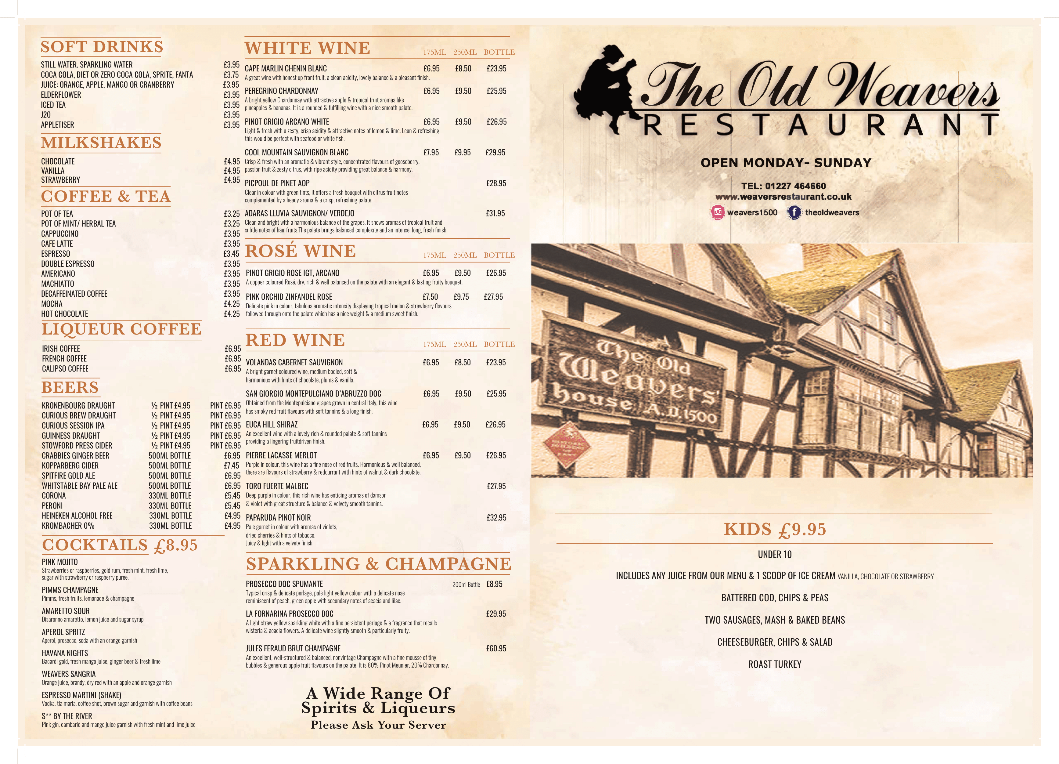 Wevers Menu Home | The Weavers Restaurant